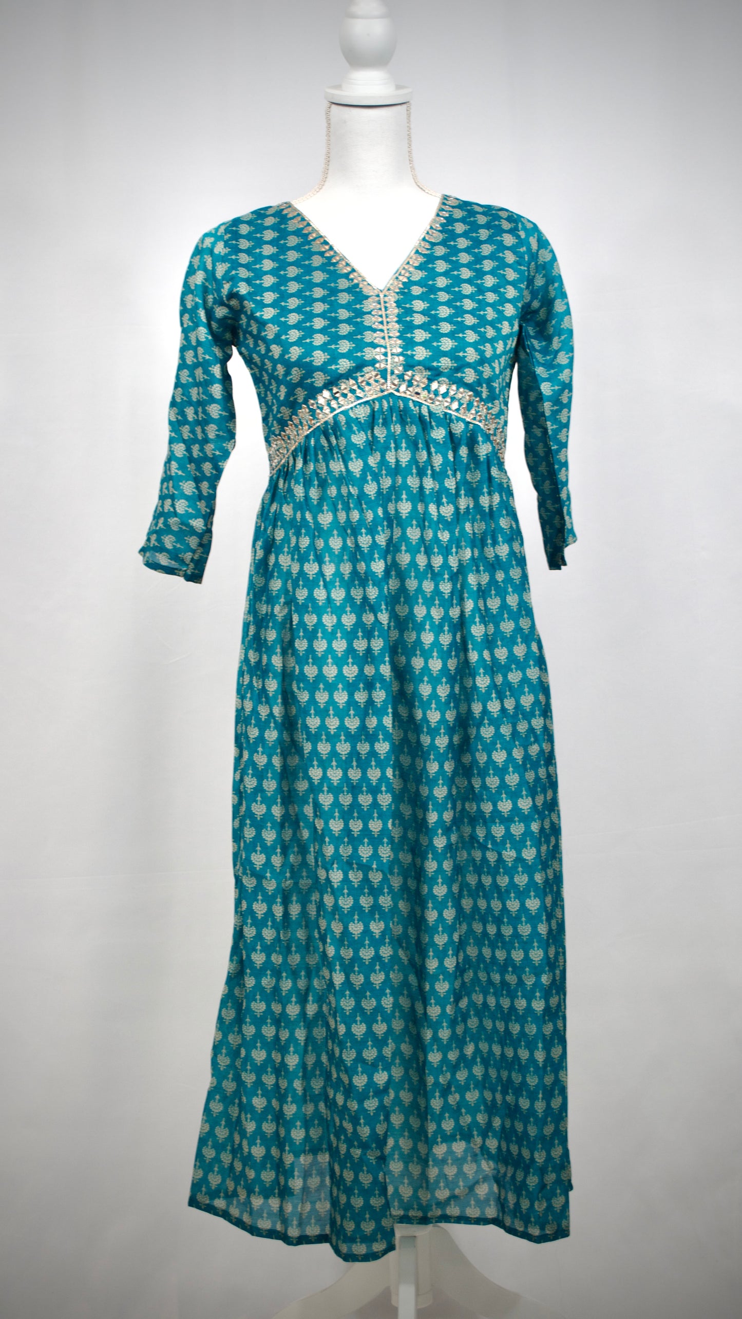 Teal Chanderi Alia Style Kurta Set