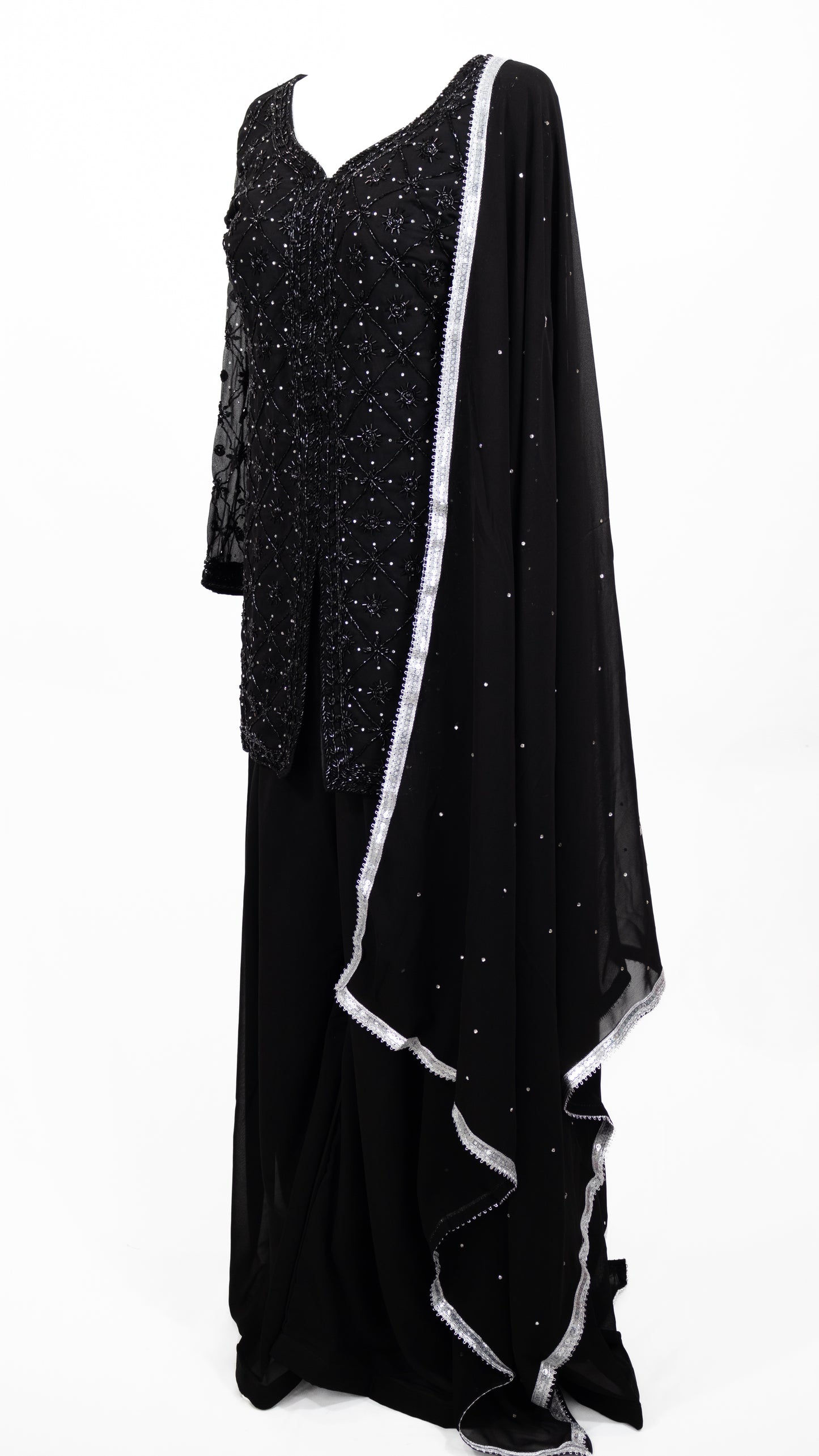 Black Embellished Sharara Set