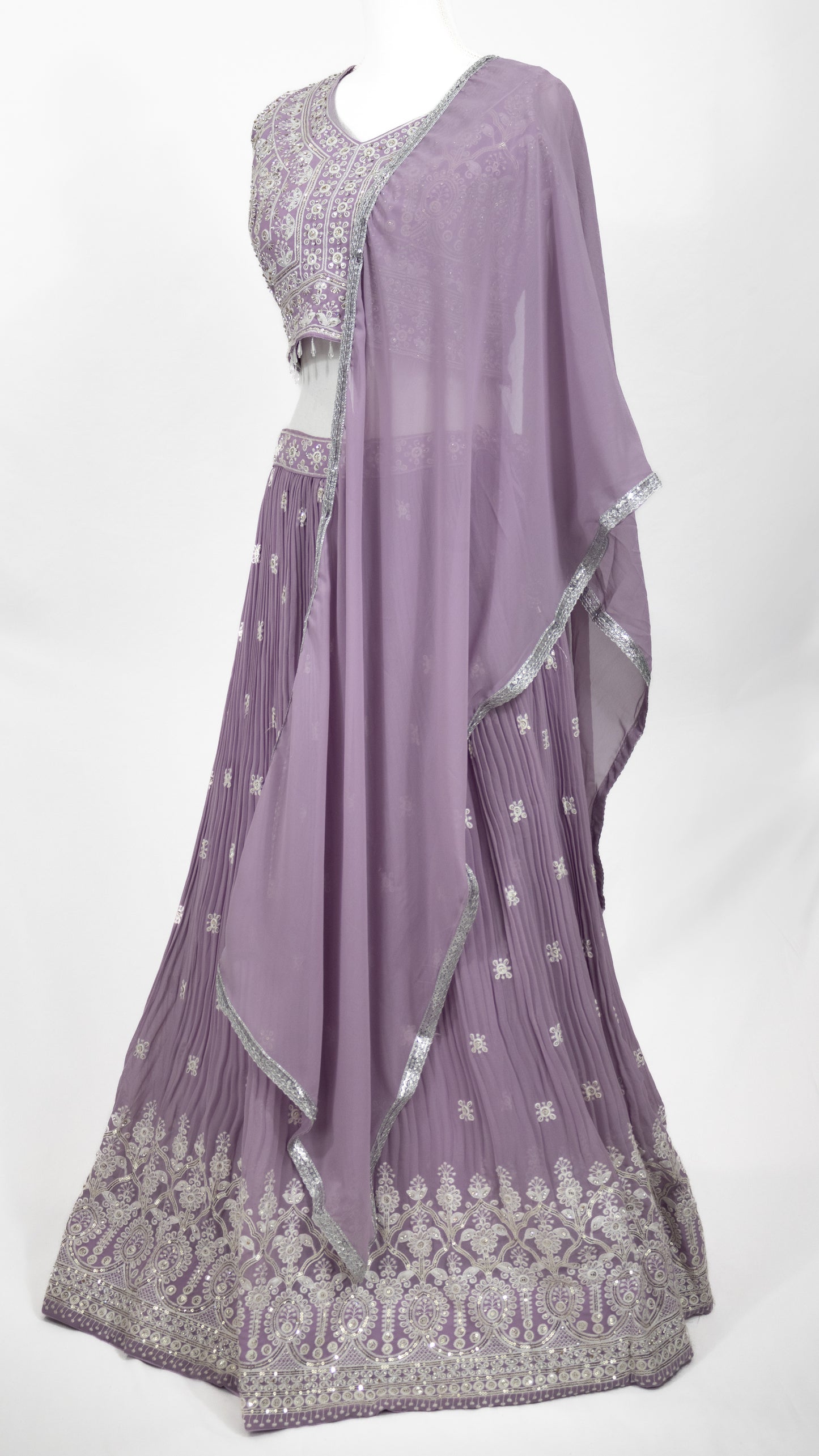 Lavender Embroidered Lehenga Set