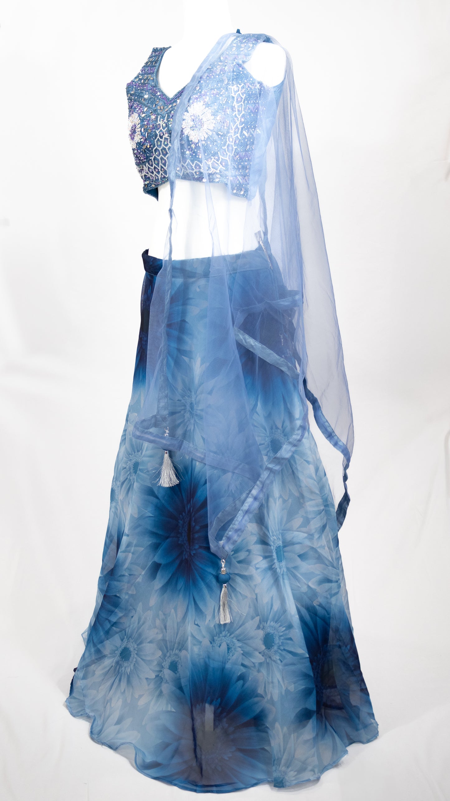Blue Floral Lehenga