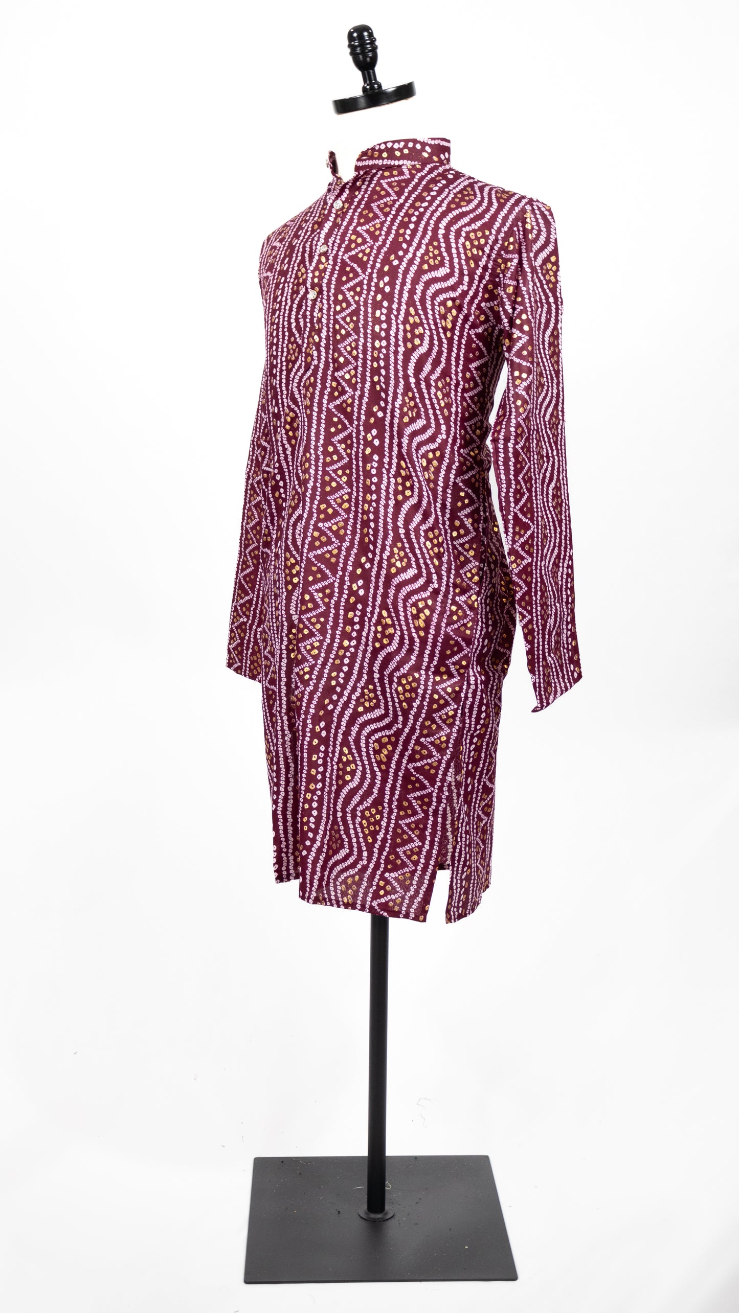 Maroon Bandhani Kurta