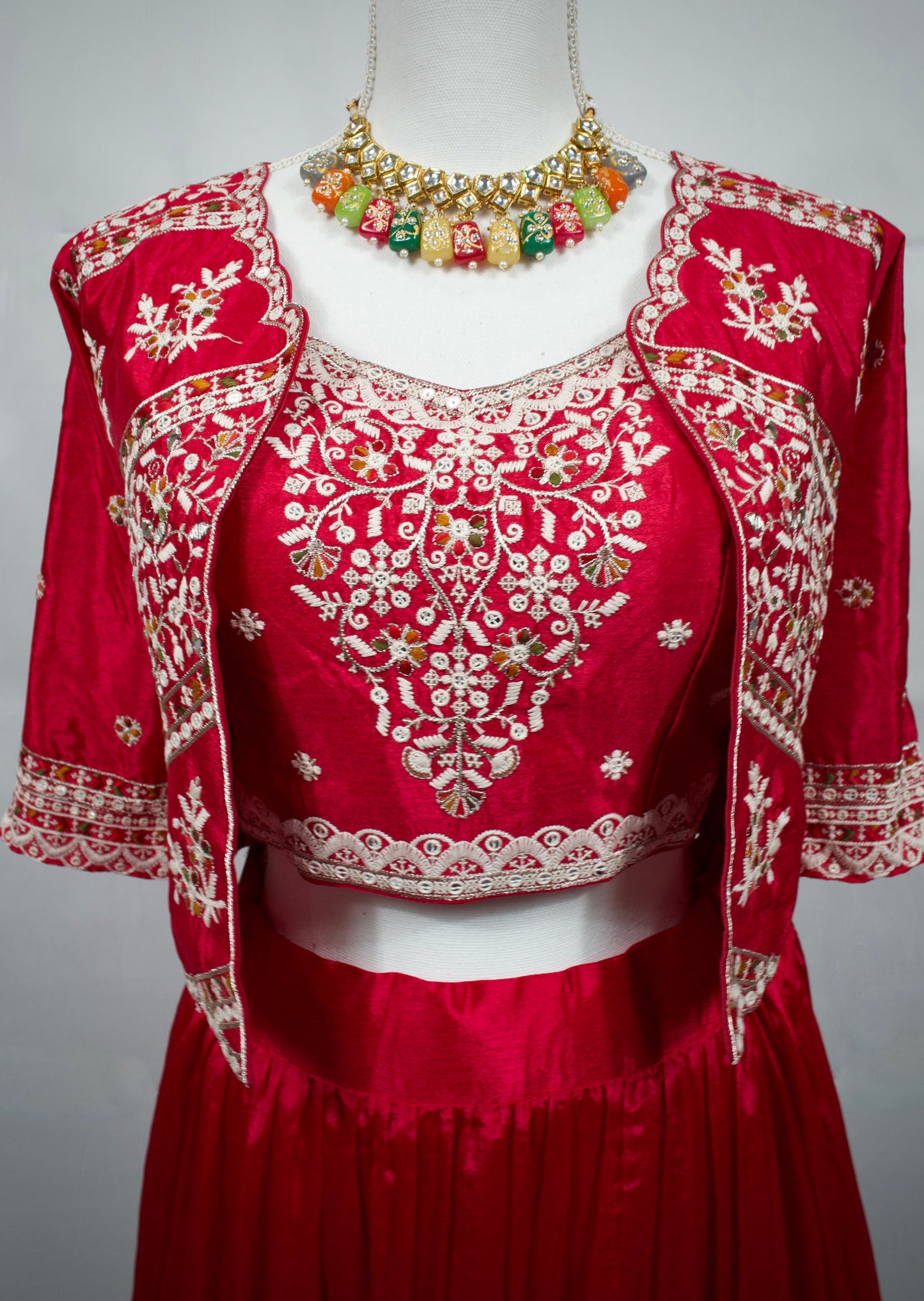 Red/Pink Lehenga Set with Jacket