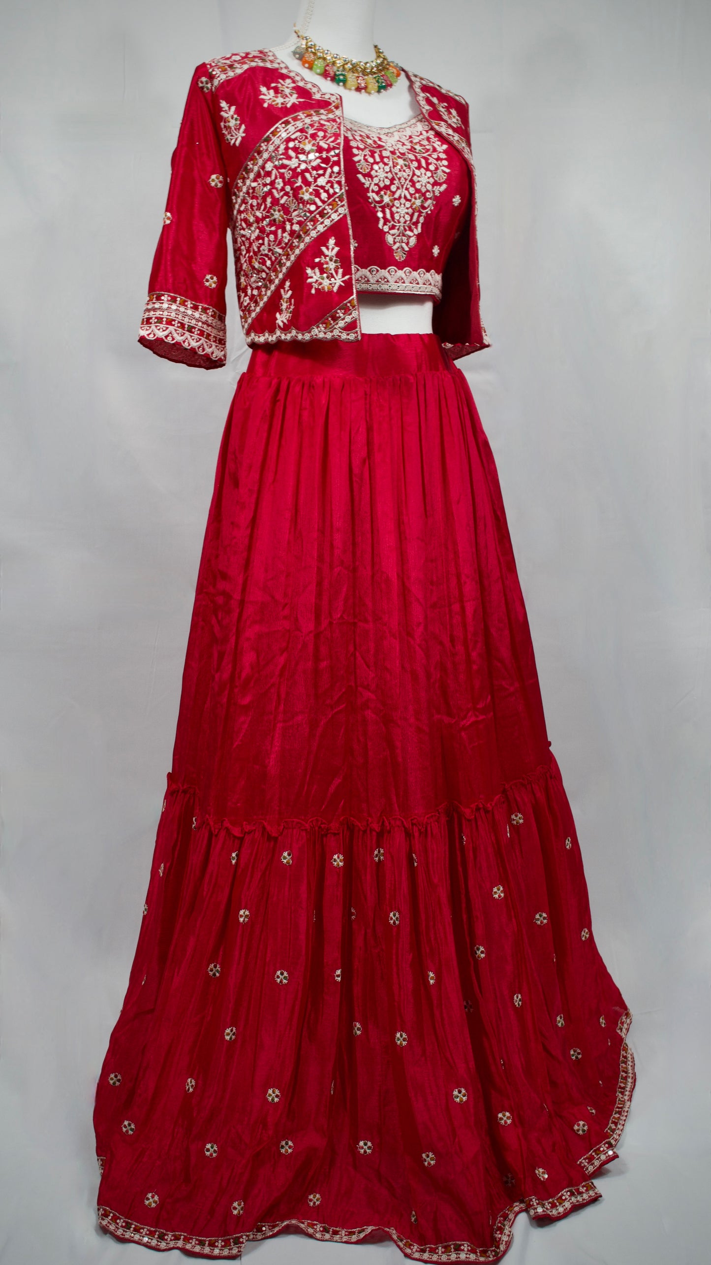 Red/Pink Lehenga Set with Jacket