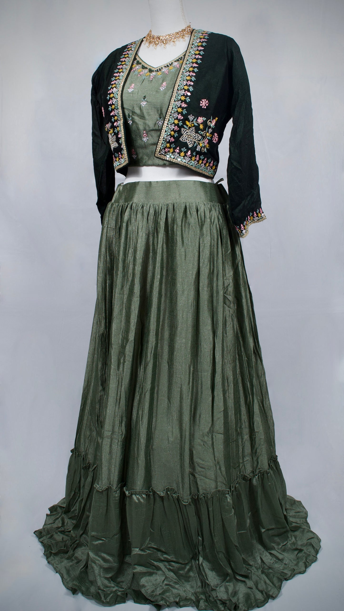 Double Shaded Green Lehenga with Jacket