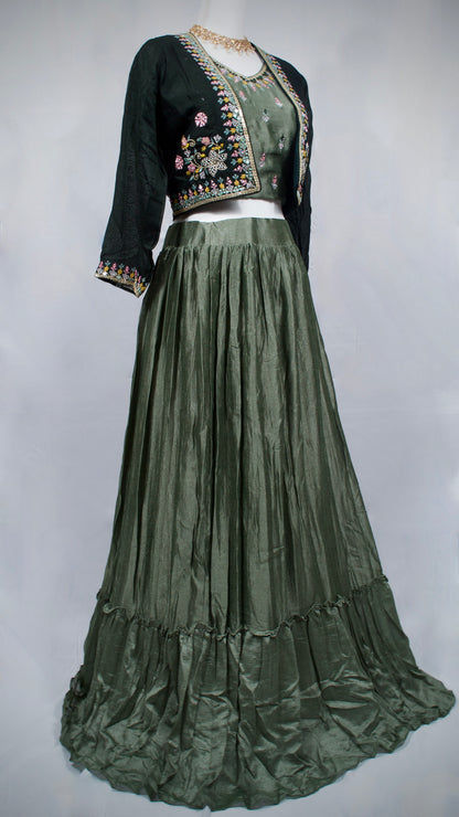 Double Shaded Green Lehenga with Jacket