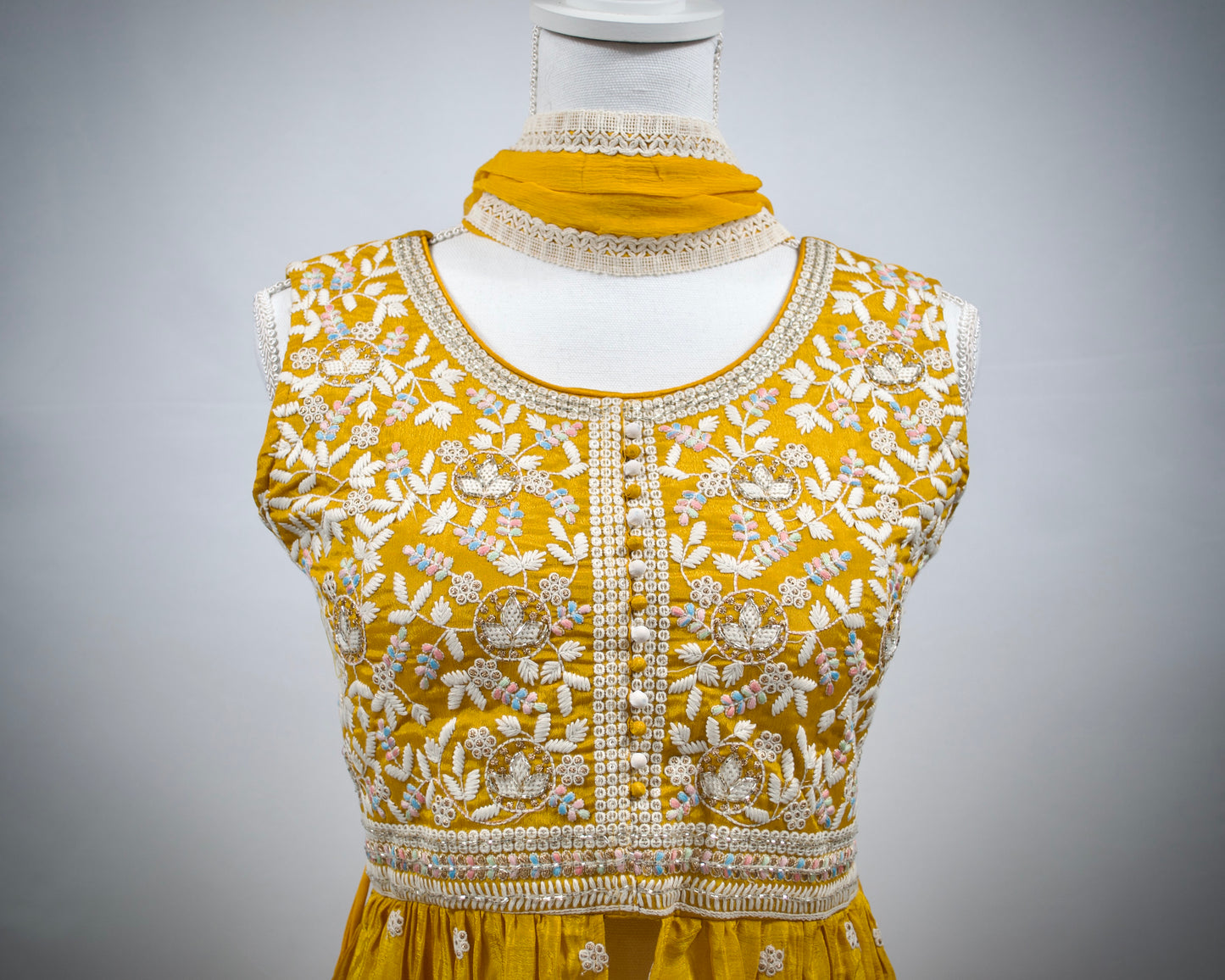 Yellow Peplum Top Indowestern Lehenga Set