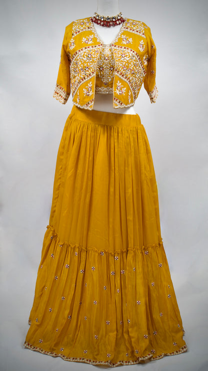 Yellow Lehenga Set with Jacket