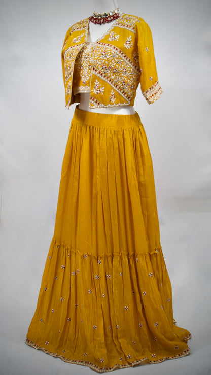 Yellow Lehenga Set with Jacket