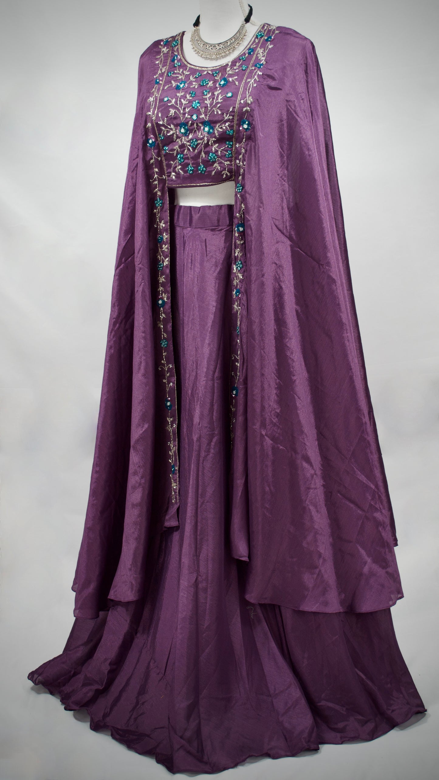 Deep Purple Indowestern Lehenga Set