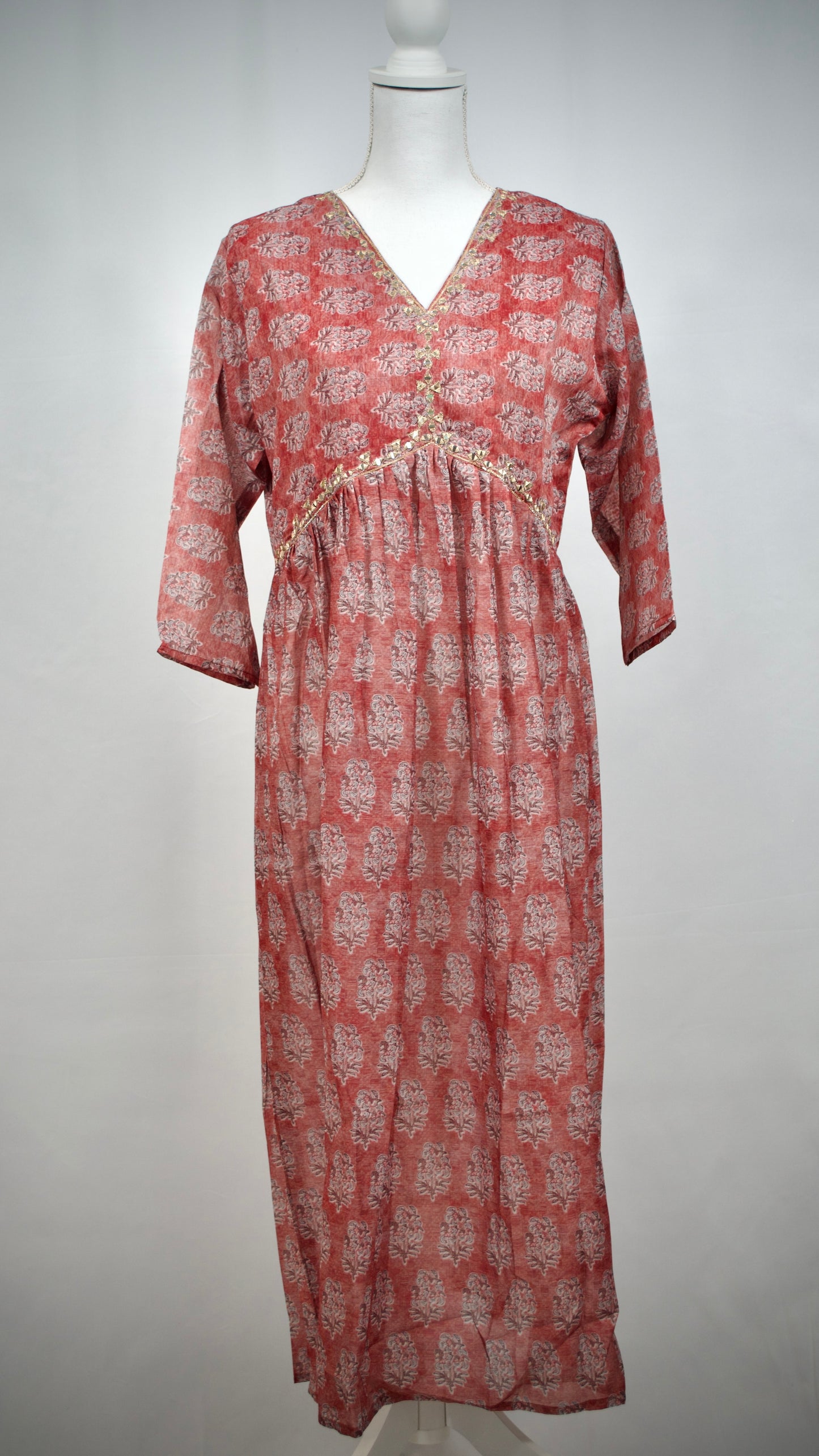 Rust Chanderi Alia Style Kurta Set