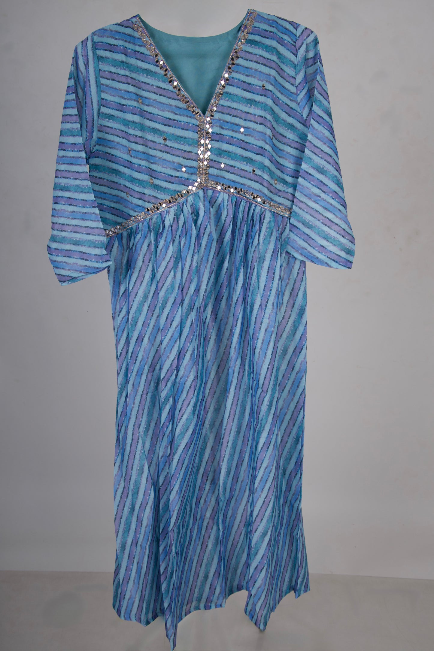 Blue Chanderi Alia Style Kurta Set