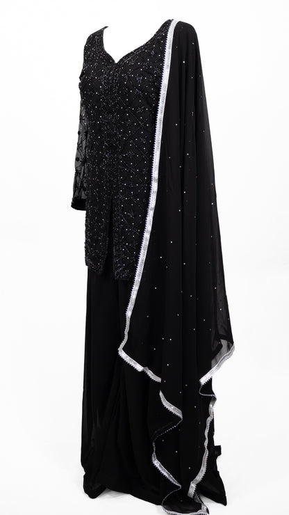 Black Embellished Sharara Set