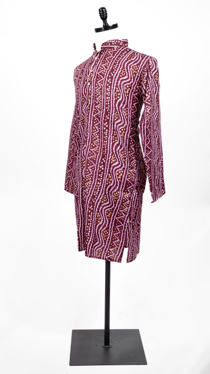 Maroon Bandhani Kurta