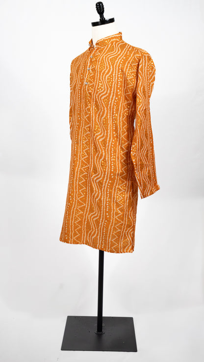 Mustard Yellow Bandhani Kurta Set