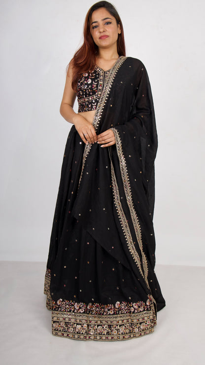 4 Piece Black Lehenga