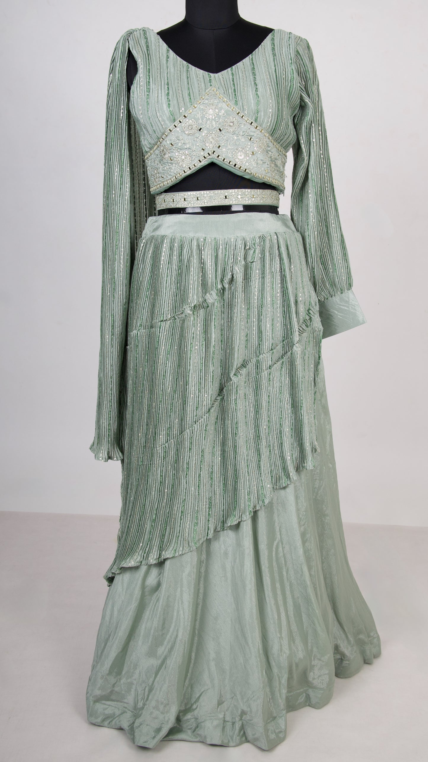 3 Piece Light Mint Green Indowestern Set