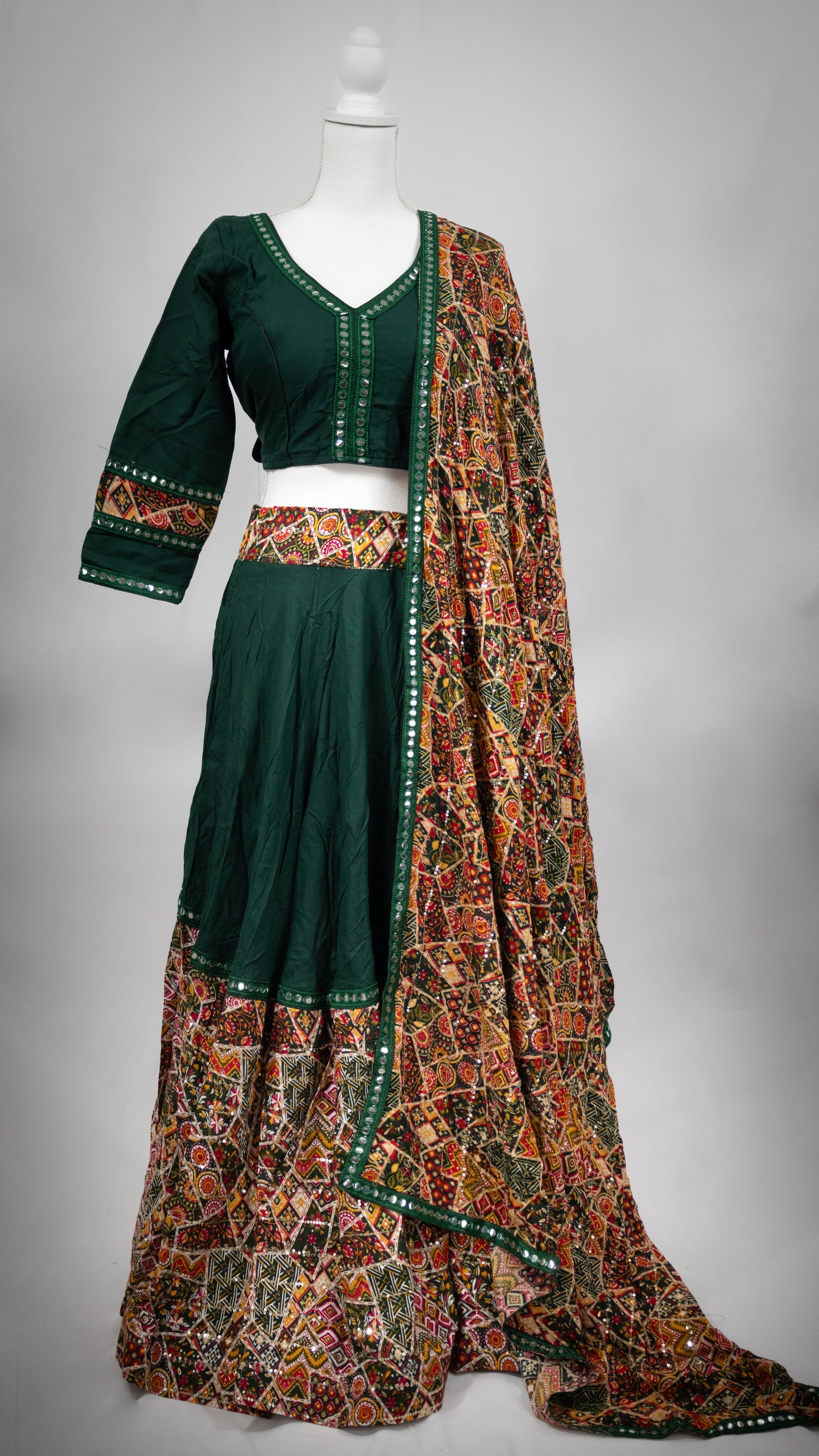 Green Patterned Work Chaniya Choli