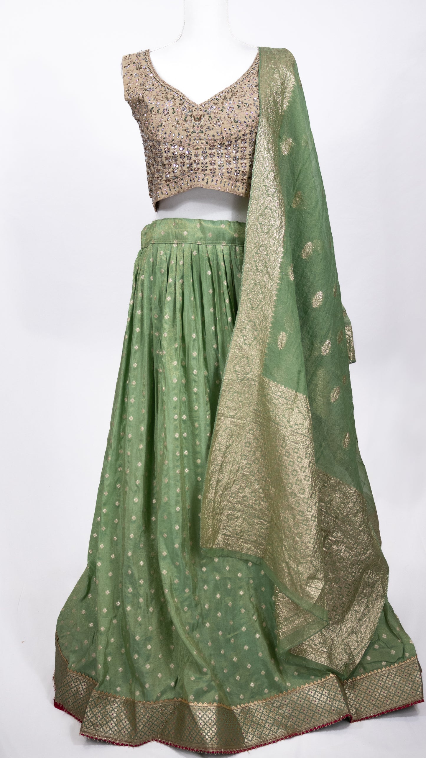 Green Embroidered Lehenga Set