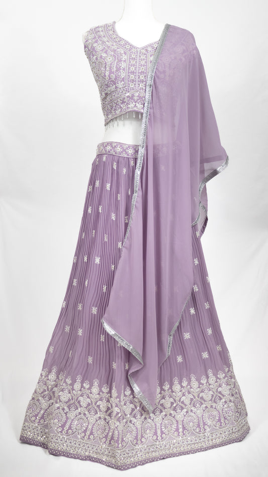 Lavender Embroidered Lehenga Set