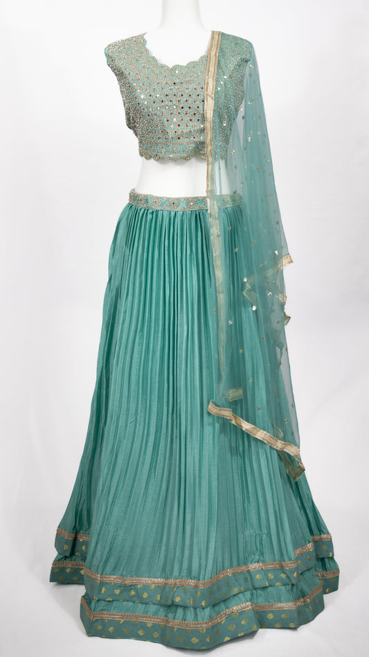 Sea Green Mirror Work Lehenga Set