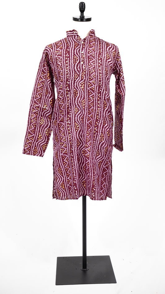 Maroon Bandhani Kurta
