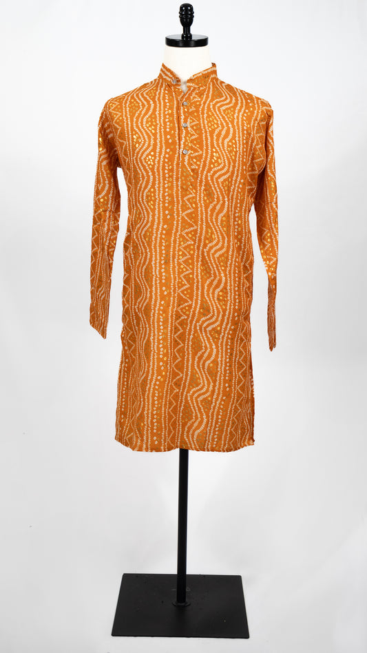 Mustard Yellow Bandhani Kurta Set