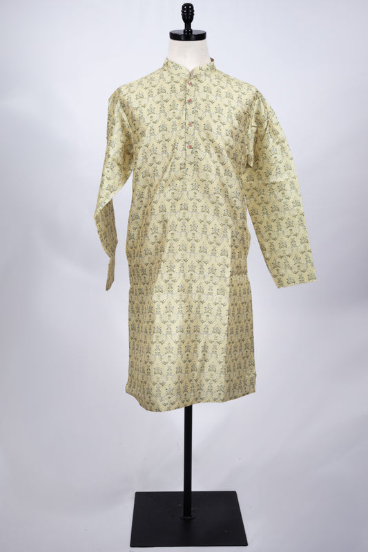 Light Yellow Printed Kurta Set
